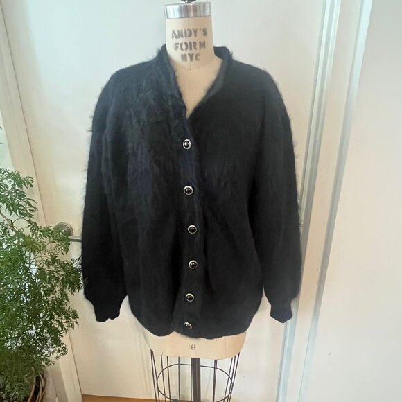 Vintage SUZANNE Angora Blend  Oversized  Cardigan Sweater Size Large - Picture 1 of 7